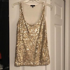 Gold sequin tank top